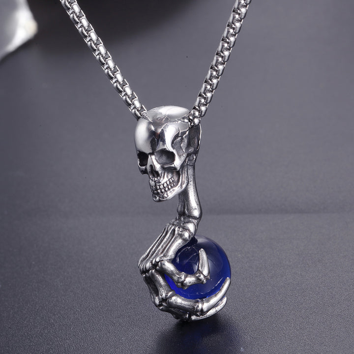 Skull Claw Gem Ball Necklace