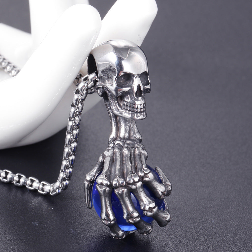 Skull Claw Gem Ball Necklace
