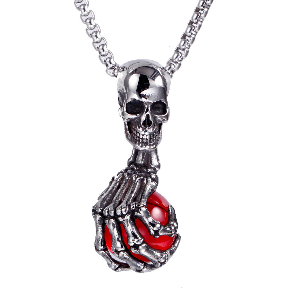 Skull Claw Gem Ball Necklace