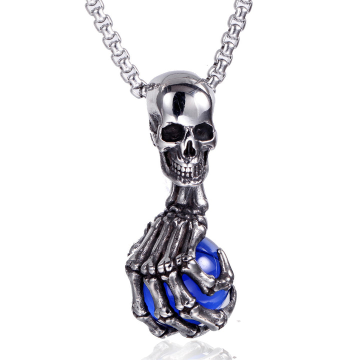 Skull Claw Gem Ball Necklace