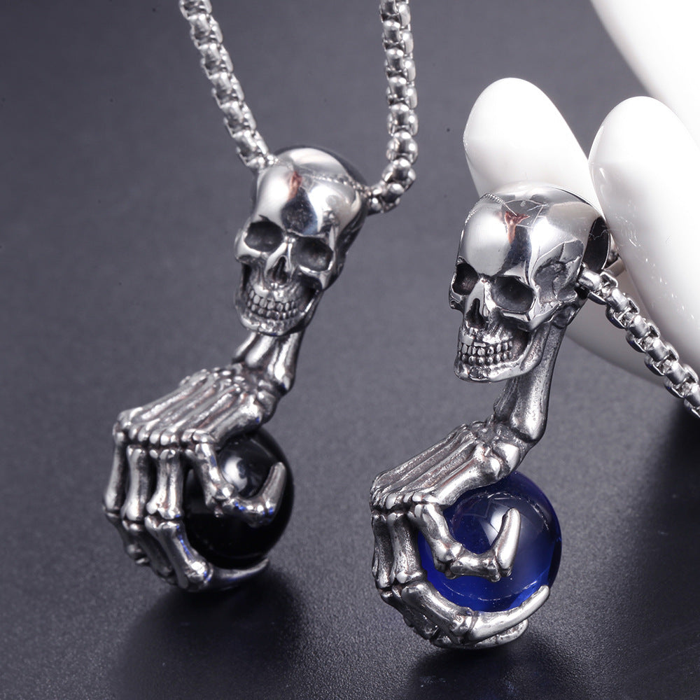 Skull Claw Gem Ball Necklace