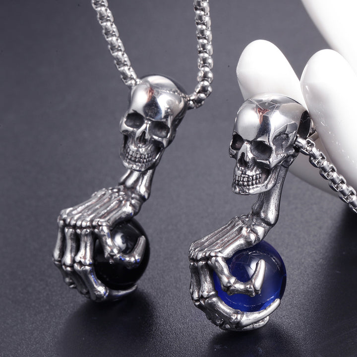 Skull Claw Gem Ball Necklace