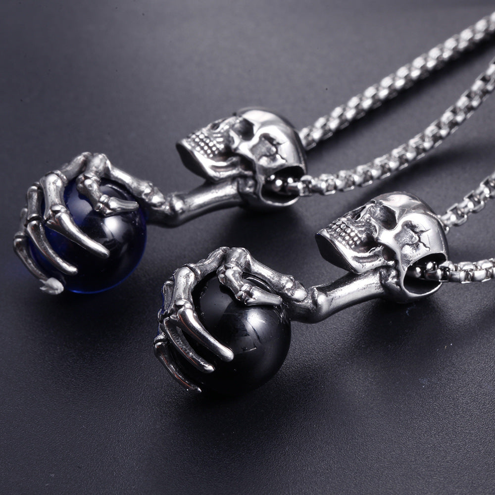 Skull Claw Gem Ball Necklace
