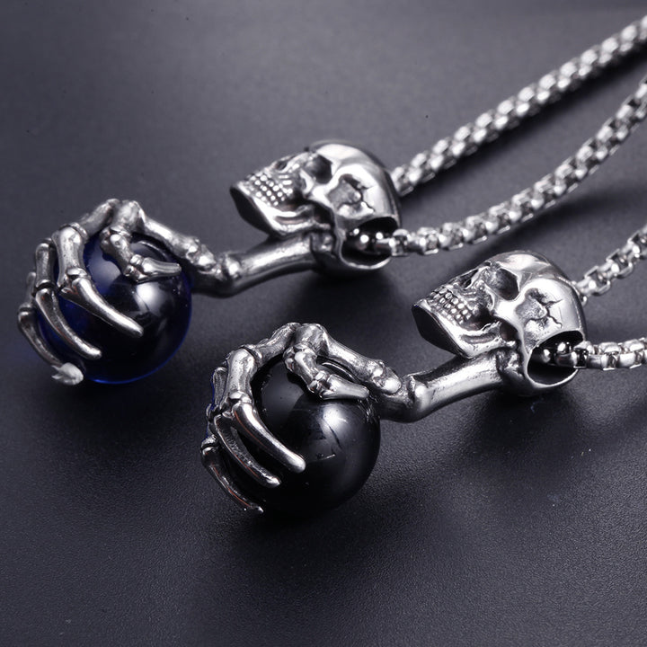 Skull Claw Gem Ball Necklace