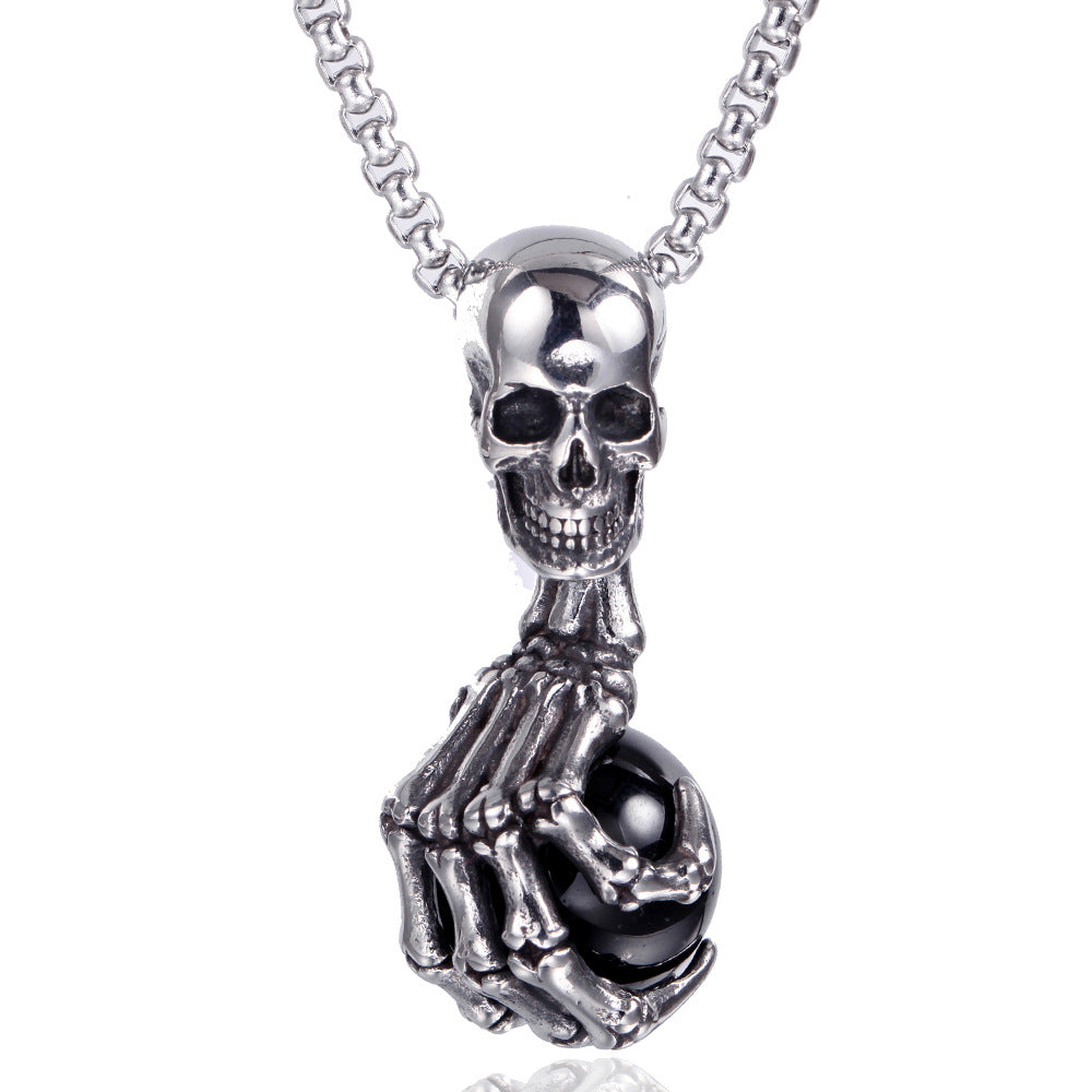 Skull Claw Gem Ball Necklace