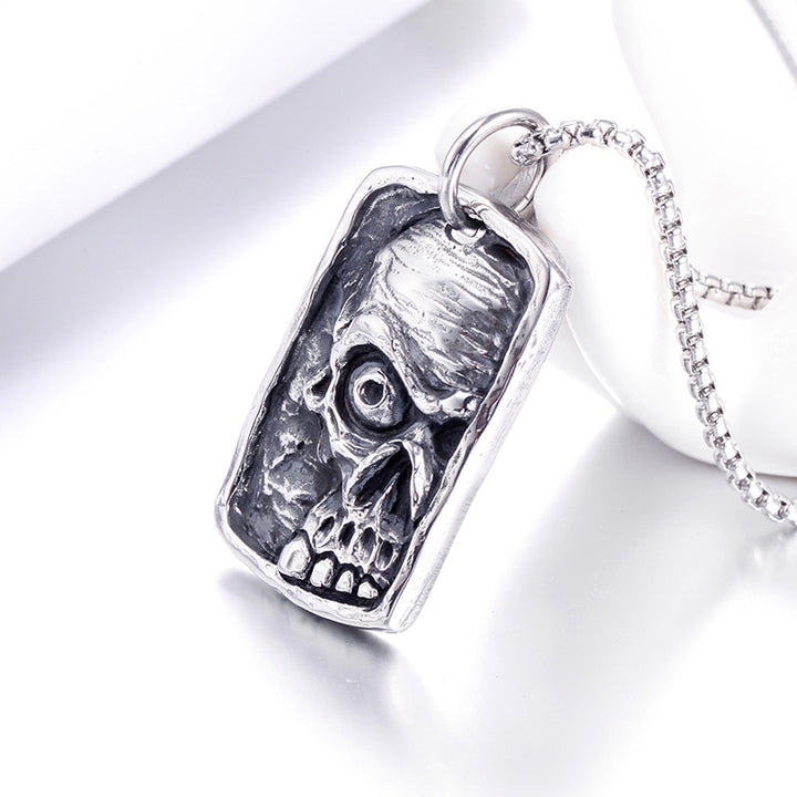skull nameplate necklace