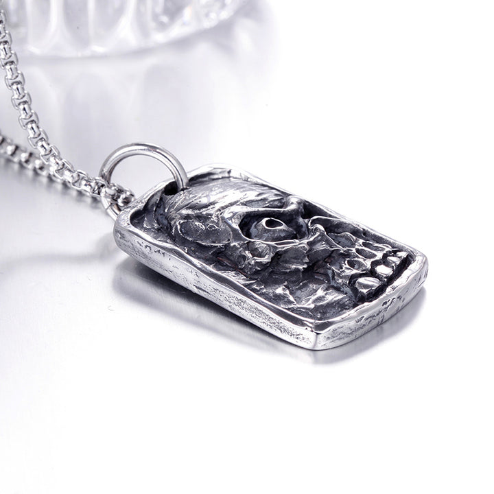 skull nameplate necklace