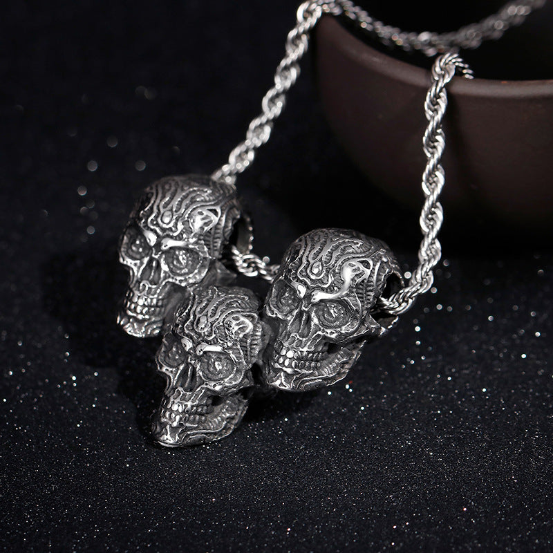 Vintage Multi Skull Pendant Necklace