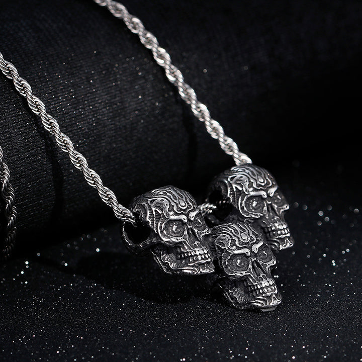 Vintage Multi Skull Pendant Necklace