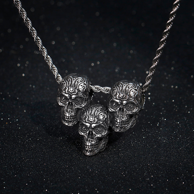 Vintage Multi Skull Pendant Necklace