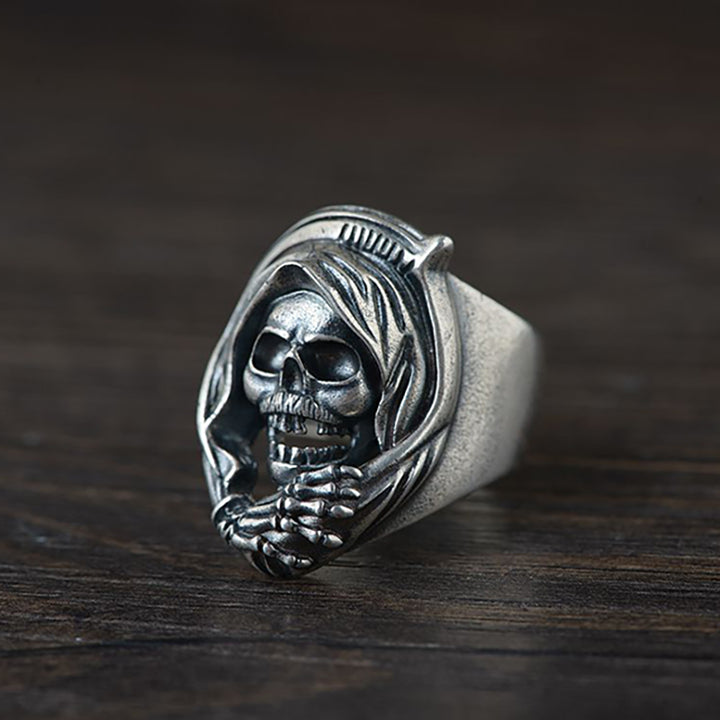 S925 silver hollow skull ring