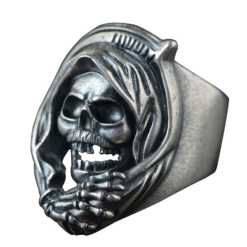 S925 silver hollow skull ring