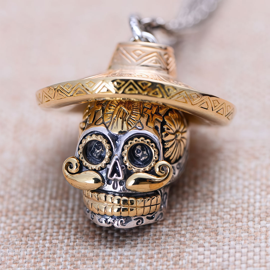Skull with Hat Necklace