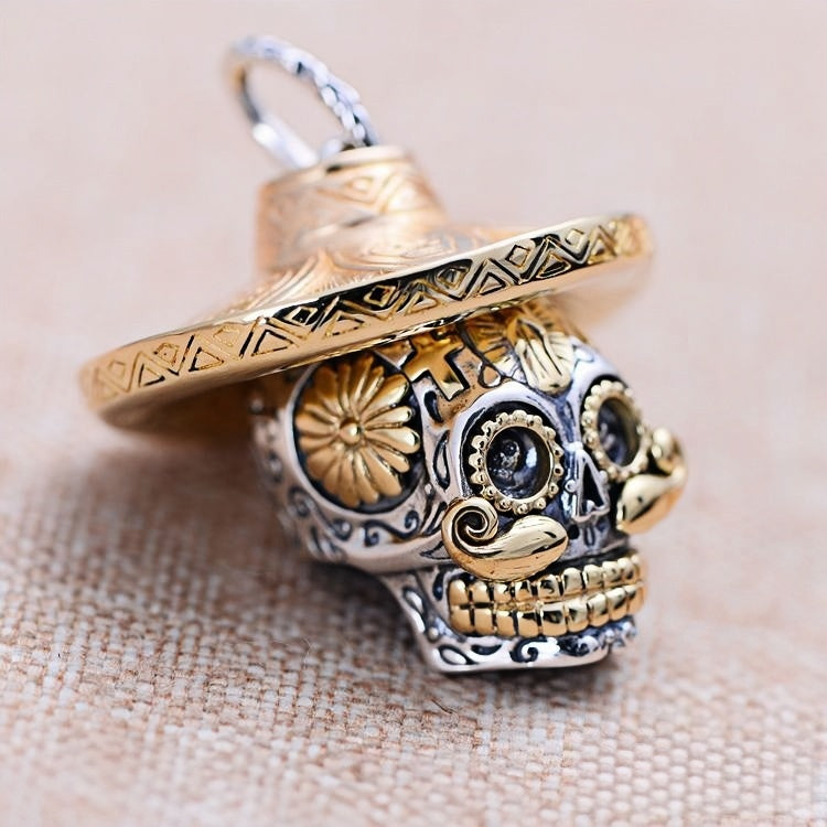 Skull with Hat Necklace