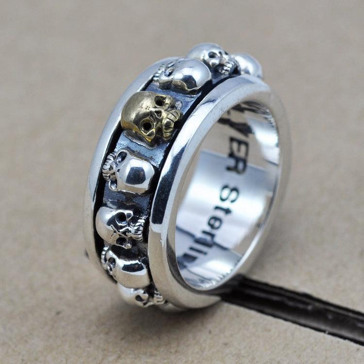 Sterling Silver Skull Spin Ring