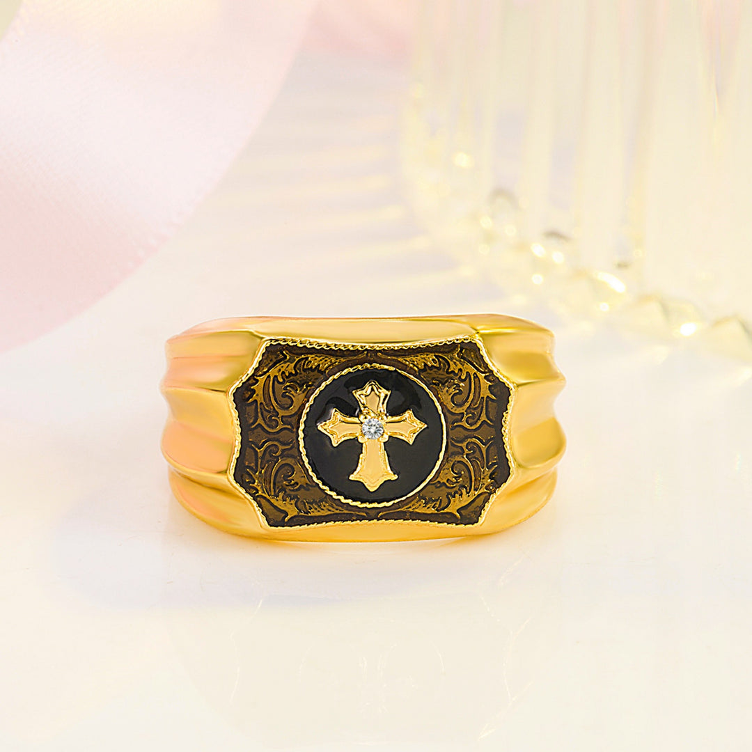Faith Cross Carved Signet Ring