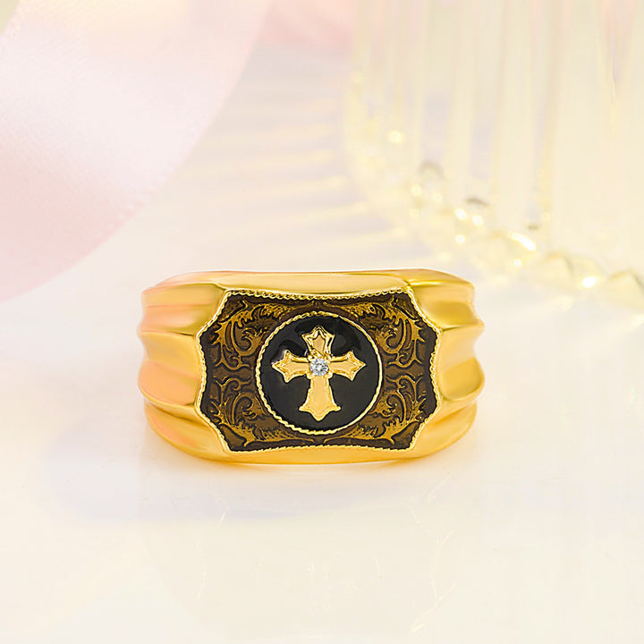 Faith Cross Carved Signet Ring