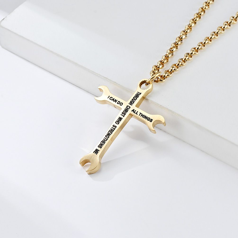 Wrench Cross Necklace