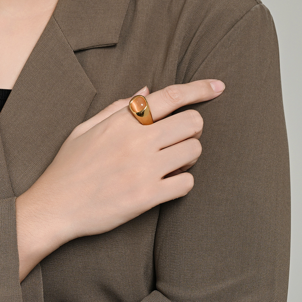 Vintage Square Gem Inlaid Statement Ring