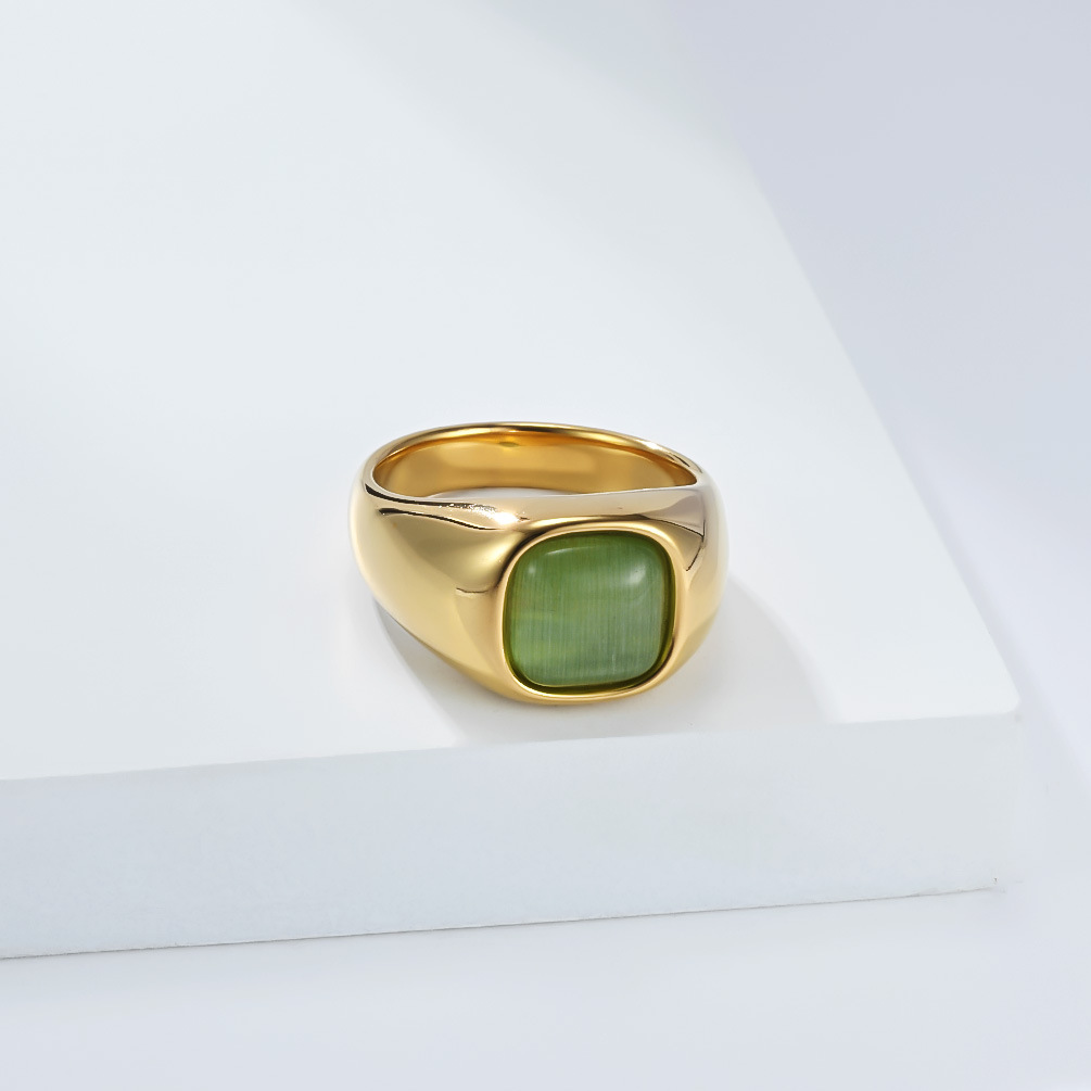 Vintage Square Gem Inlaid Statement Ring