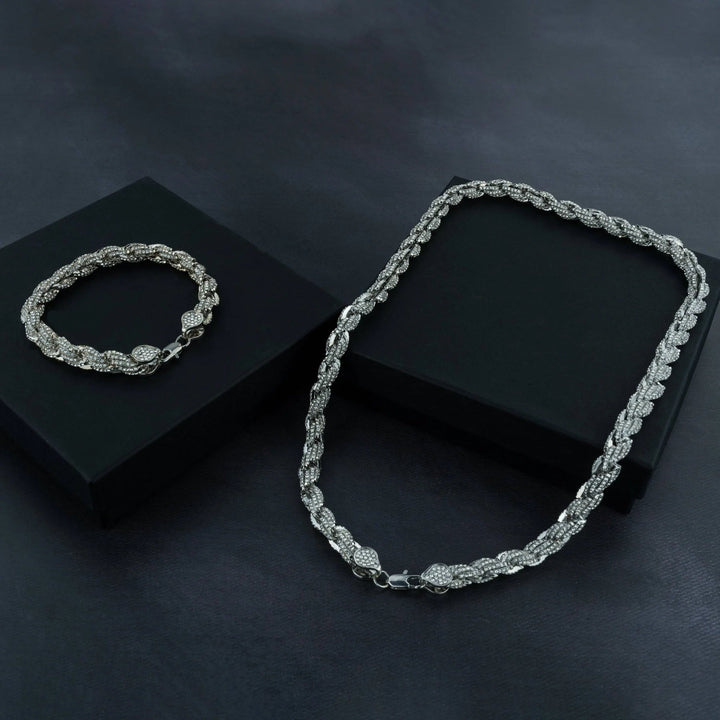 9mm Iced Rope Bracelet &amp; Chain Bundle