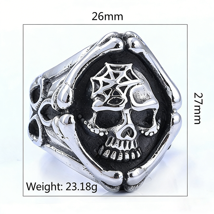Retro motorcycle Death skull ring