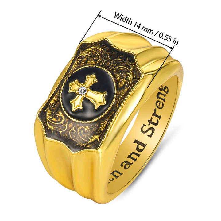 Faith Cross Carved Signet Ring