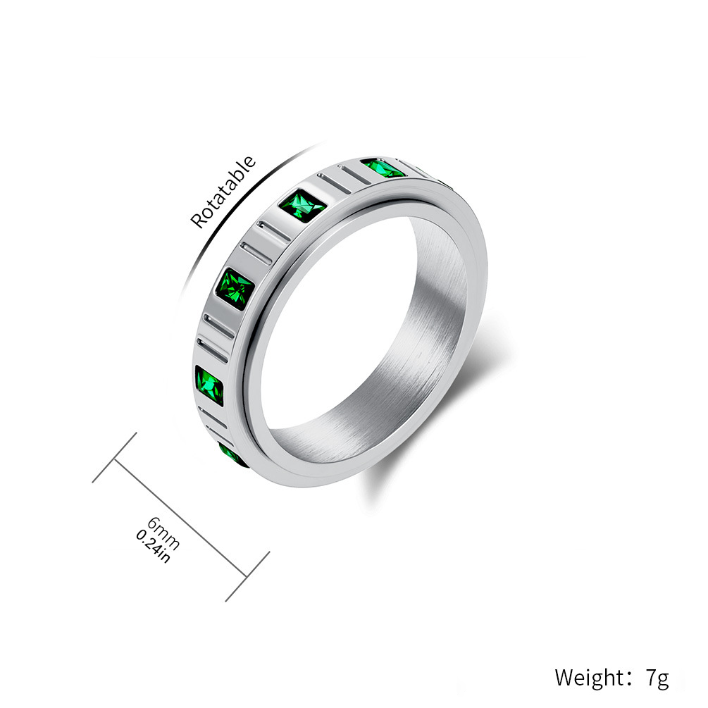 Baguette Crystal Spinner Stress Relief Band Ring