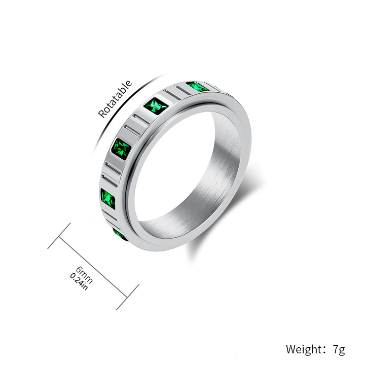 Baguette Crystal Spinner Stress Relief Band Ring