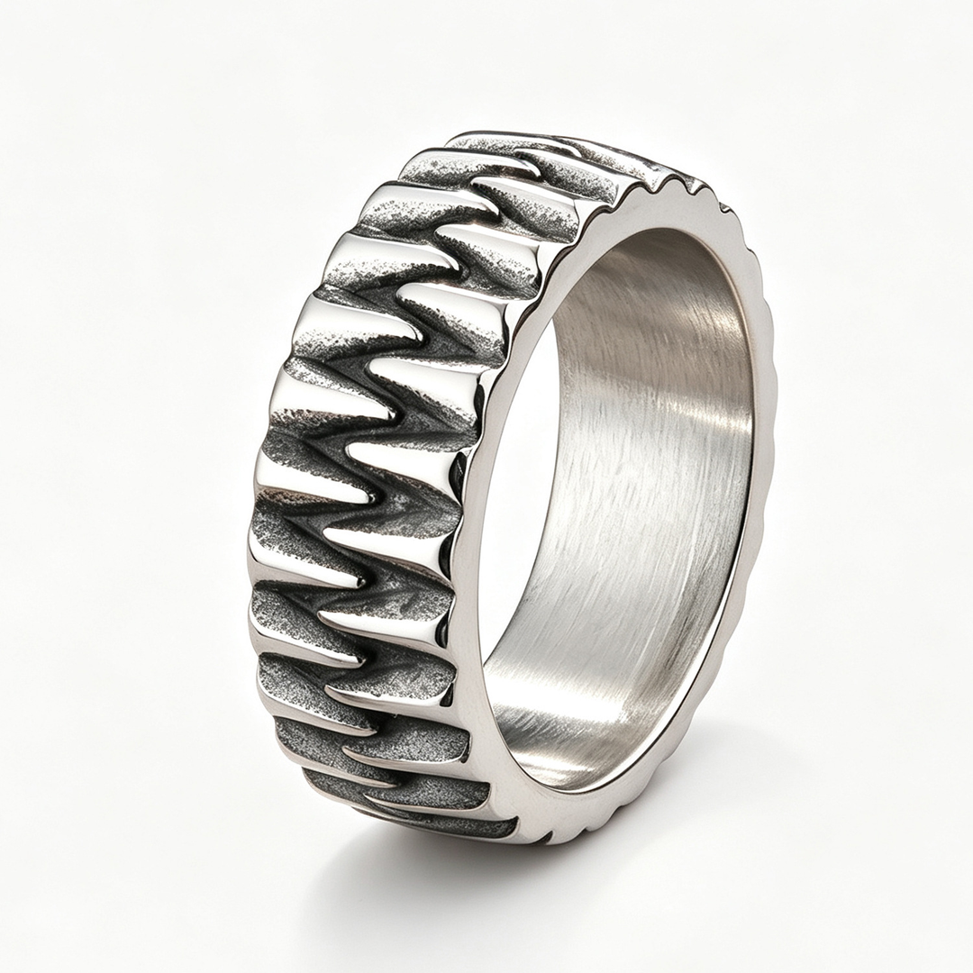 Antique Finish Gear Sculpted Ring