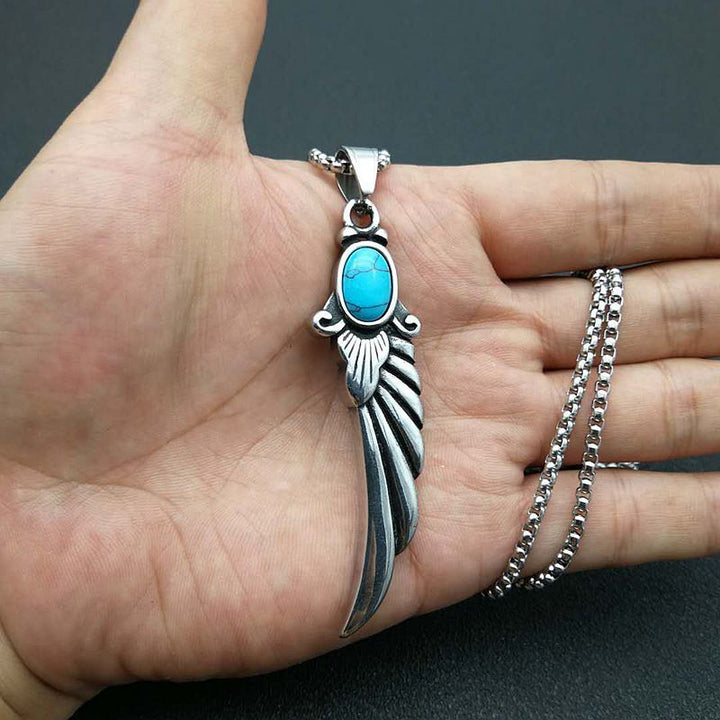 "Angel Wings" Turquoise Wing Pendant Necklace