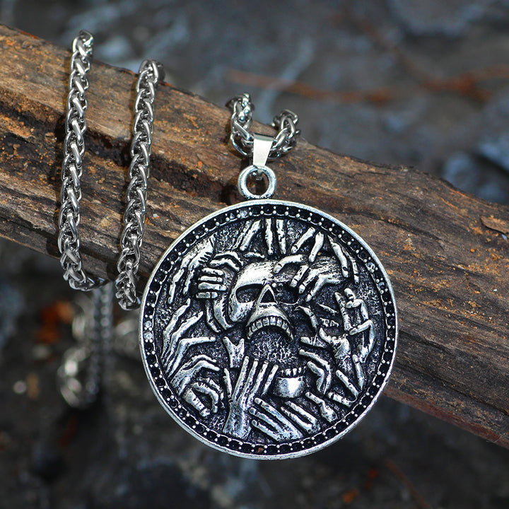 Vintage Skull Hand Pendant Necklace