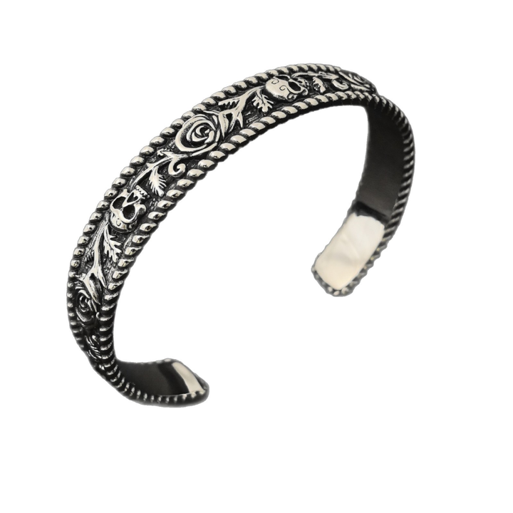 Skull Rose Gothic Retro Punk Open Bracelet