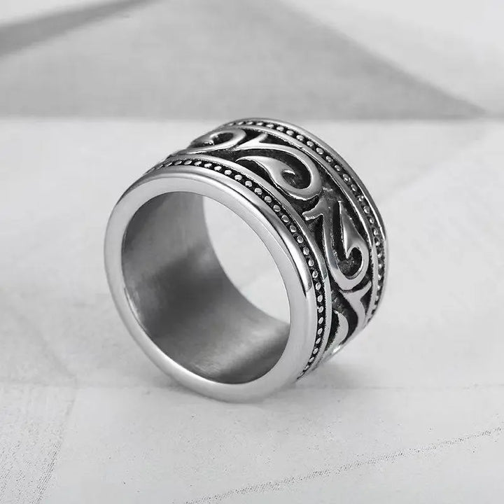 Vintage Scroll Pattern Wide Band Men Ring