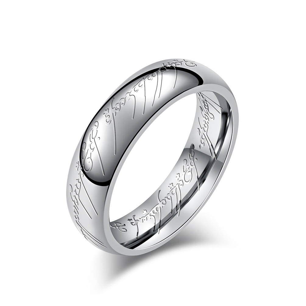Elvish Script Engraved Fantasy Band Ring