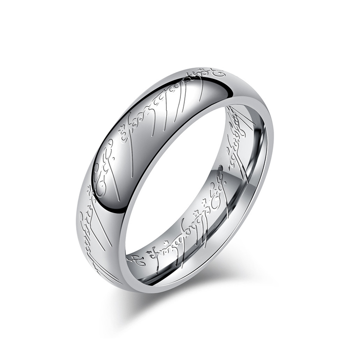 Elvish Script Engraved Fantasy Band Ring