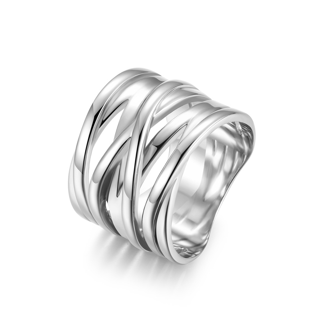 Twisted Interwoven Layered Wide Fashion Band Ring