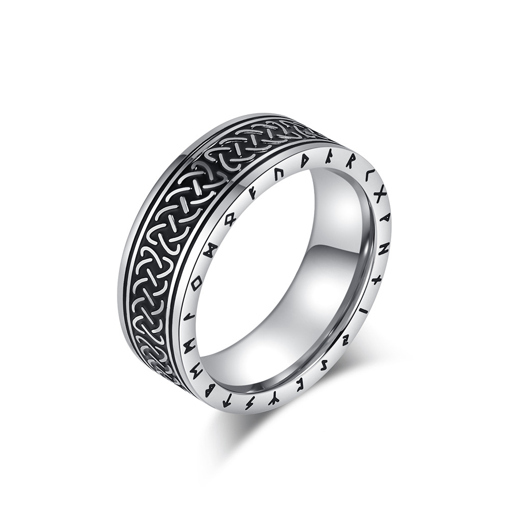 Celtic Knot Rune Engraved Vintage Band Ring