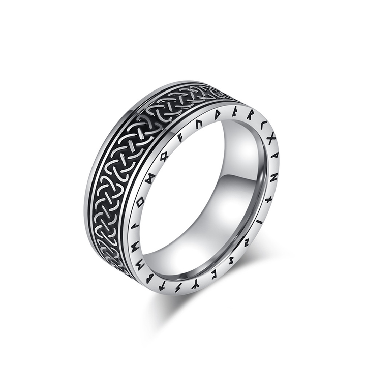 Celtic Knot Rune Engraved Vintage Band Ring