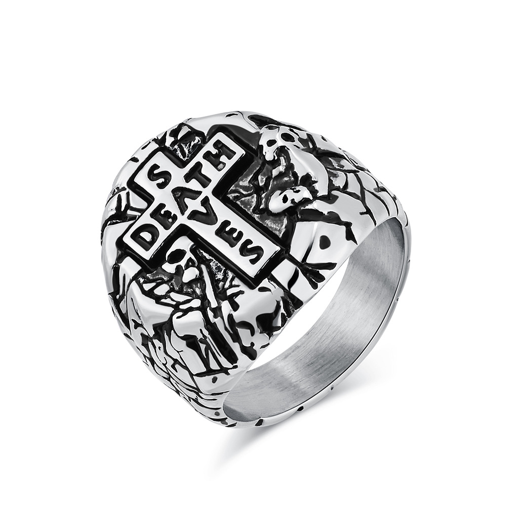 Gothic Cross Letter Signet Ring