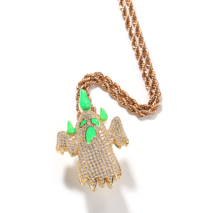 Gemstone ghost pendant necklace