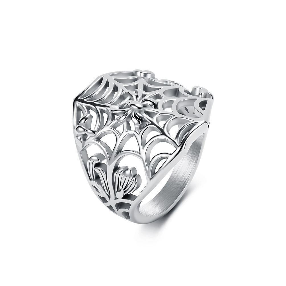 Hollow Spider Web Gothic Statement Ring