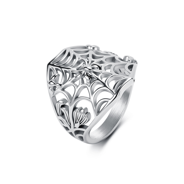 Hollow Spider Web Gothic Statement Ring