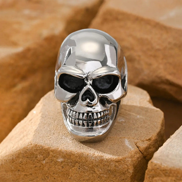 Polished Skull Gothic Mens Biker Statement Ring