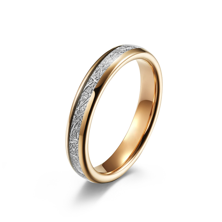 Domed Meteorite Grain Inlay Fashion Band Ring