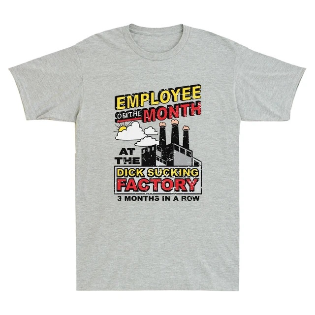 Humorous Factory Slogan Printed Cotton T-Shirt