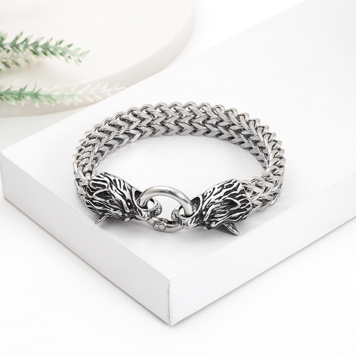 Vintage Wolf Head Statement Bracelet
