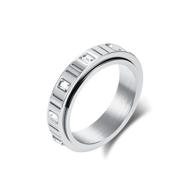 Baguette Crystal Spinner Stress Relief Band Ring