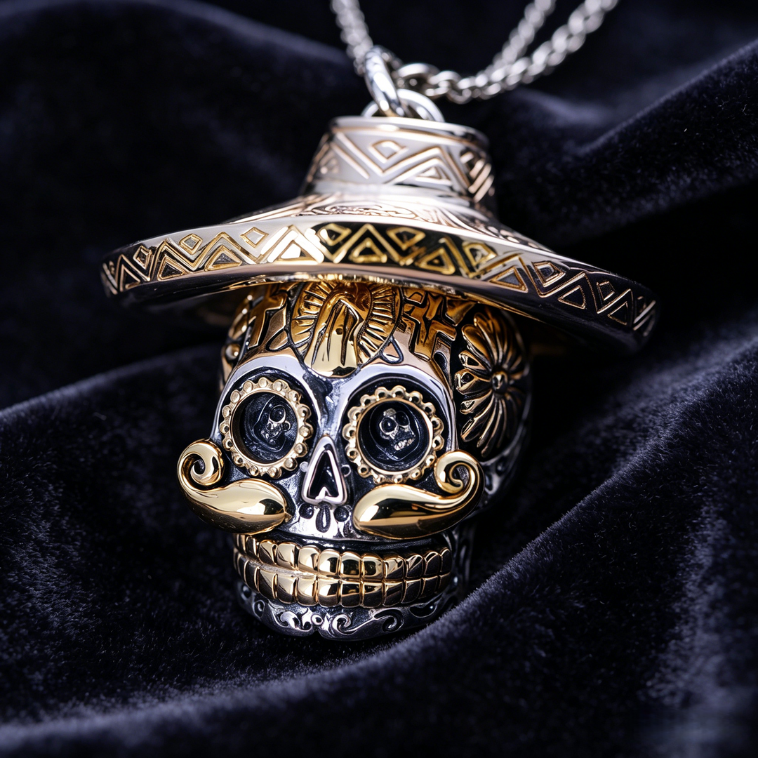 Skull with Hat Necklace