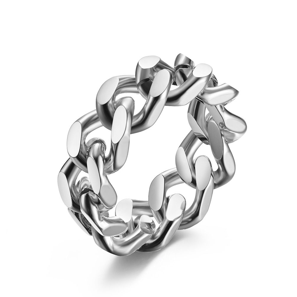 Bold Curb Chain Link Statement Band Ring